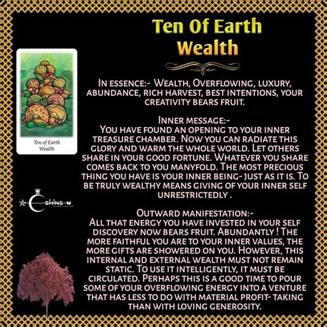 Ten Of Earth Wealth Tarot Card Guidance Vision Quest Tarot Tarot