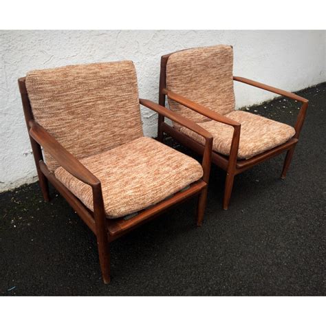 Ensemble Banquette Et Fauteuils En Teck Et Tissu Grete JALK 1950