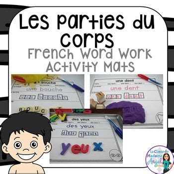 Parties Du Corps Parts Of The Body Themed Word Work Activity Mats In