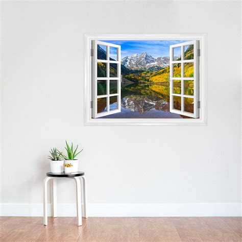 Fall Mountain Lake Faux Window Mural