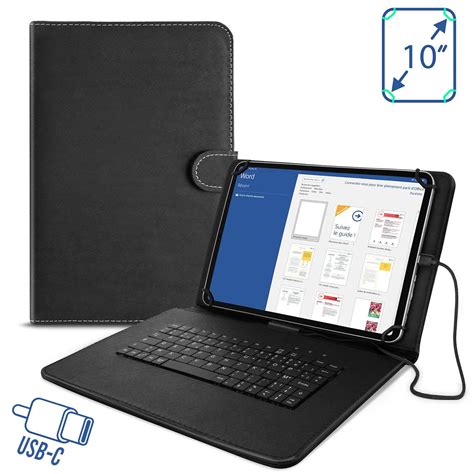 Housse Tablette Pouces Avec Clavier Azerty Usb C Fonction Support