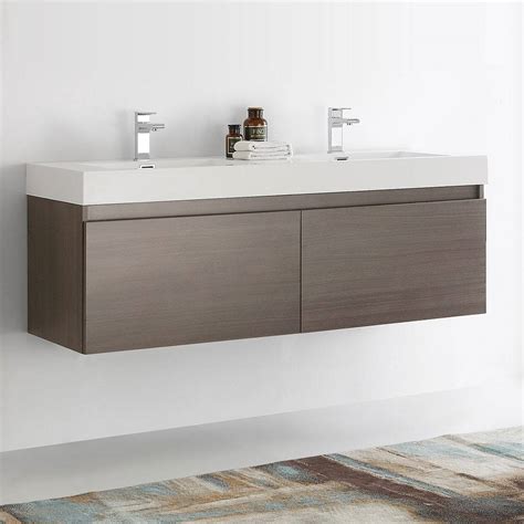 Fresca Fresca Fcb Go I Mezzo Gray Oak Wall Hung Double Sink