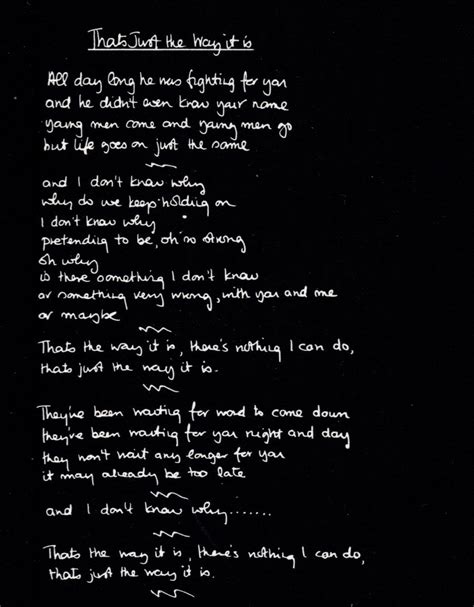 Phil Collins – Handwritten Lyrics For “That’s Just The Way It Is” Reproduced on the ‘But ...