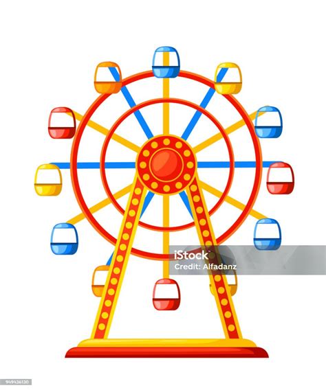 Silhouette Colorful Ferris Wheel Amusement Park Concept Vector