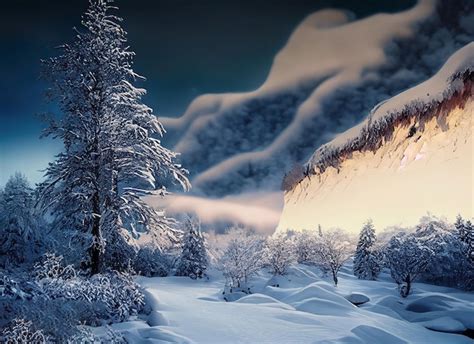 Premium AI Image Fantastic Winter Landscape On The Eve Of The Holiday