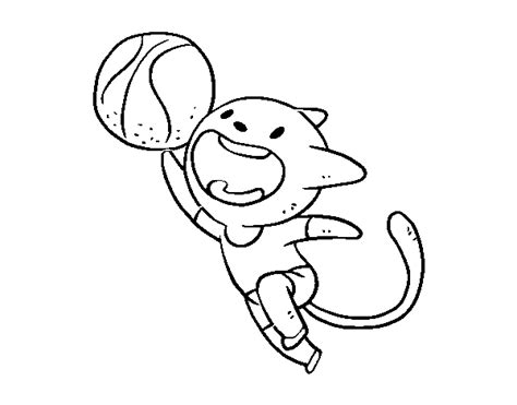 Dibujo De Gato Jugando A Baloncesto Para Colorear Dibujos Net