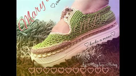 Zapato Tejido En Crochet Modelo Efthaly Youtube