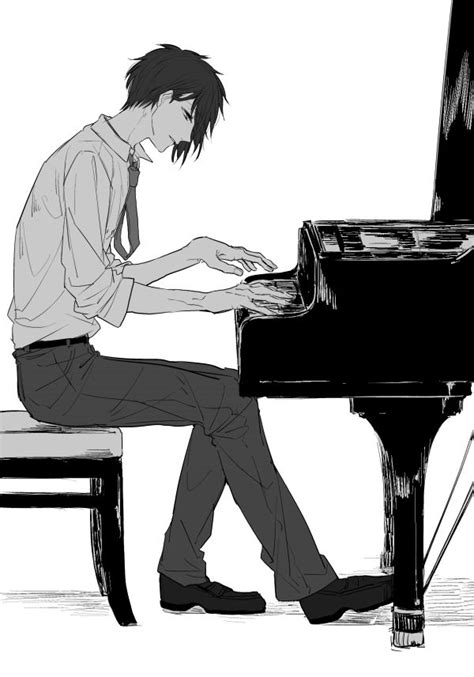 Anime Boy With Piano