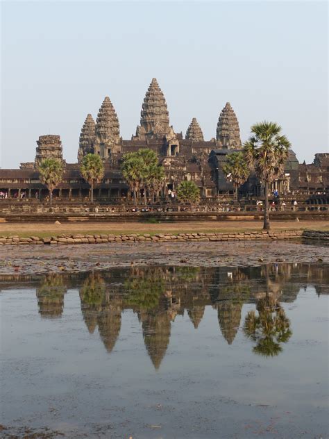 Free Images Building Reflection Landmark Place Of Worship Cambodia Angkor Wat Temple