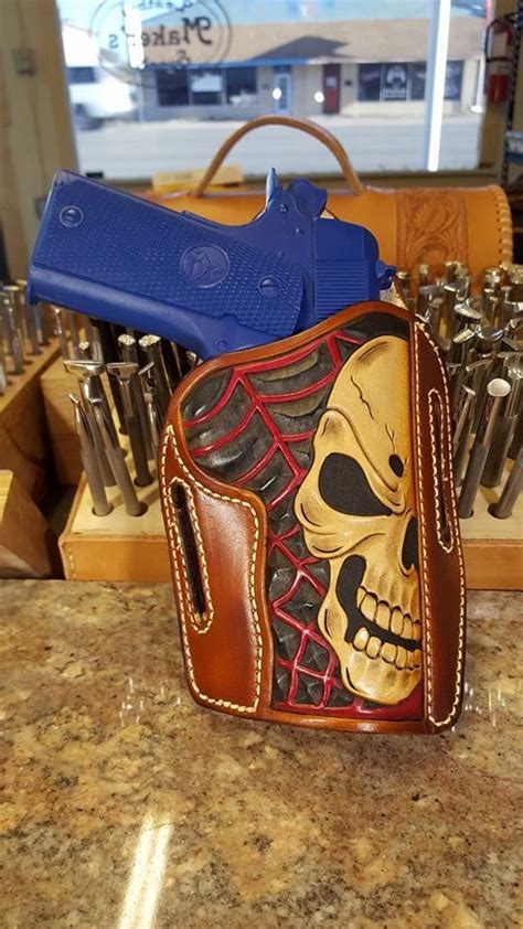 Custom Gun Hostler I Dig The Skulls Gun Holster Leather Holster