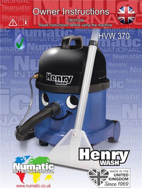 Numatic HVW370 Henry Wash Owner S Manual