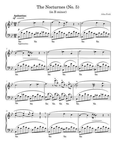 The Nocturnes (No.5) - John Field Sheet music for Piano (Solo ...