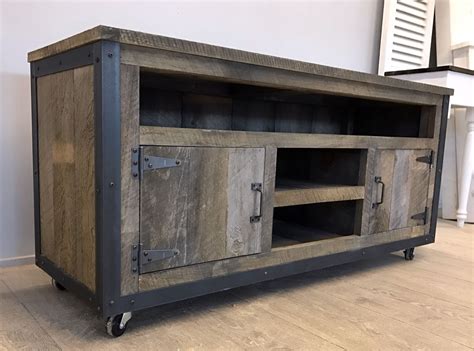 Buy Custom Made Rustic Industrial Barn Board Reclaimed Wood Media Stand Tv Entertainment