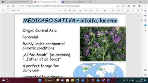 Botonany Lecture 3 Forage Legumes And Fleshy Forages Flashcards