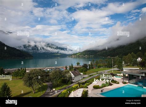 Beautiful scenic of Nordfjord, Lake Loen from Hotel Alexandra, Loen ...