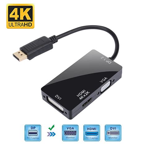 400 piezas 4K multifunción 3 en 1 displayport DP macho a HDMI DVI VGA