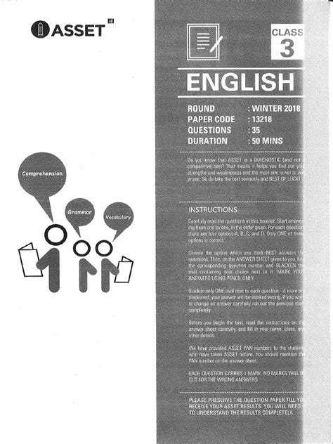 Asset Sample Paper Class 3 English 1 Pdf