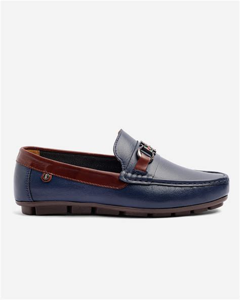 Mocasines Casuales Cuero Azul y Café Para Hombre Beluar