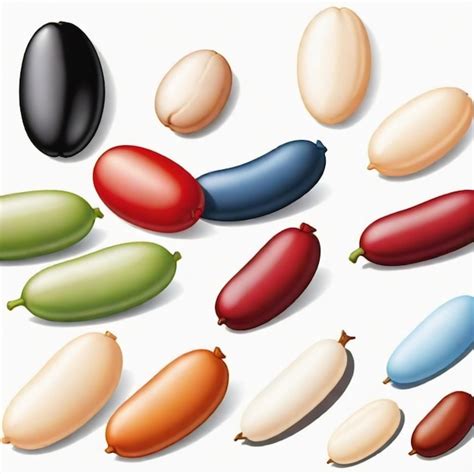 Beans Cartoon Vector Set White Background Isolated Premium Ai