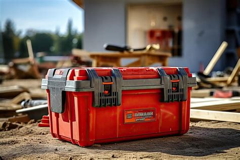 premium photo plastic tool box  home construction site