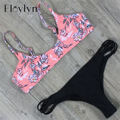 Floylyn Sexy Floral Print Sexy Swimming Suit Summer Brazilian Bikini