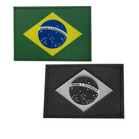 Bandeira Do Brasil Emborrachado Patch Preto Cinza Colorido Fixa O