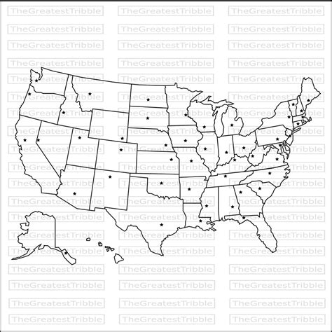 US States Map With State Capitals Eps Svg Png Jpg Vector | Etsy