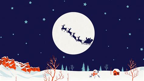 Christmas Holiday Santa Claus Sleigh Reindeer Moon 4k Hd Wallpaper Rare Gallery