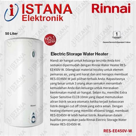 Jual Rinnai Water Heater Listrik Liter Res Ee V W Di Seller Istana