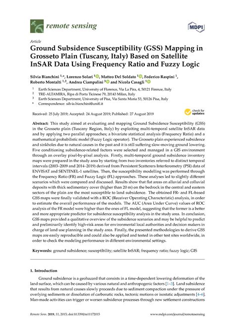 Remotesensing Using Matlab Remote Sensing Article Ground Subsidence