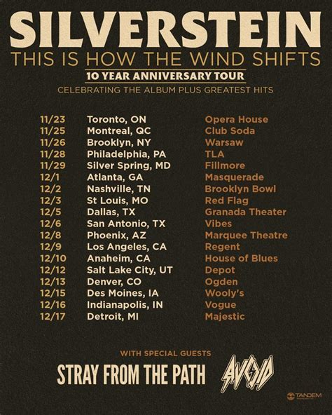 SILVERSTEIN This is How The Wind Shifts Anniversary Tour US 2023 ...