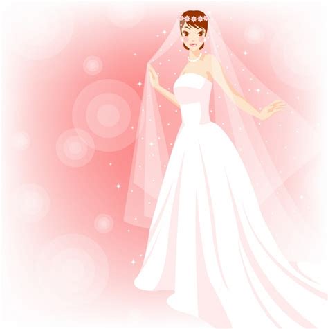 Bridal Background Elegant Bride Icons Cartoon Character Vectors Images