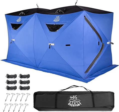 DEERFAMY Double Room Ice Fishing Shelter 6 8 Person Ice Fishing Tent