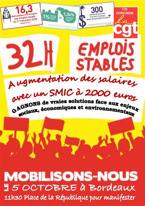 5 octobre En grève et en manifestation CGT NA