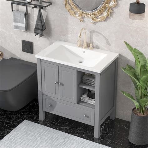 Amazon Merax Inch Bathroom Vanity Cabinet With Ceramic Sink