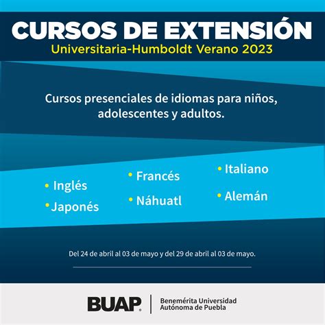 Cursos de Extensión Universitaria Humboldt Verano 2023 Benemérita