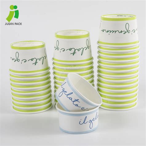 Custom Printed Disposable Paper Ice Cream Cup With Lid And Spoon