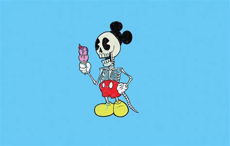 Photo Wallpaper Minimalism Skeleton Mickey Mouse