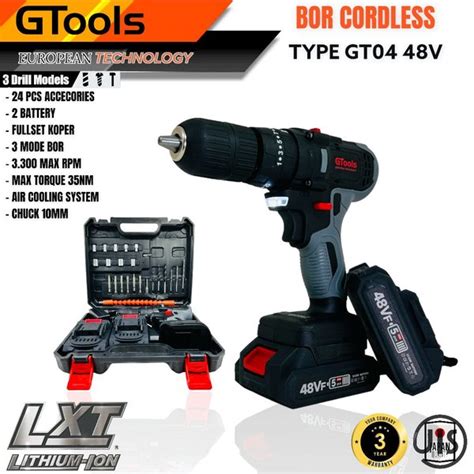 Jual Bor Cordless GTOOLS EROPA GT04 48V 13mm Brushless Impact Drill