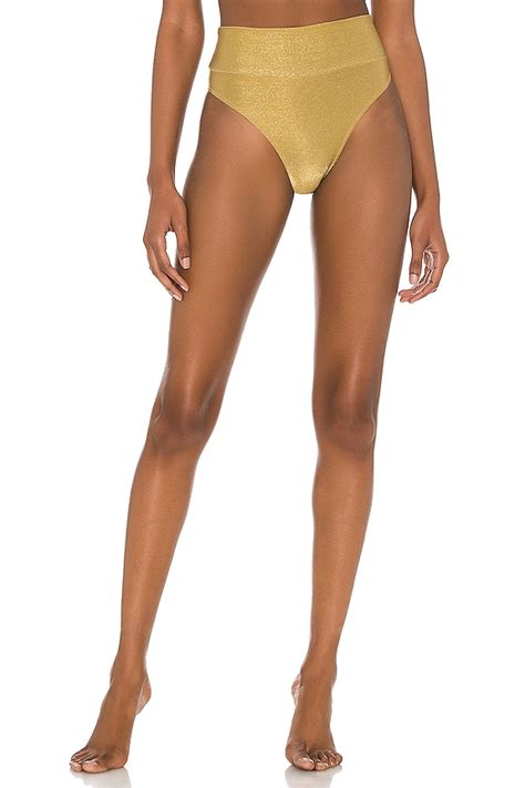 Shani Shemer Oro High Rise Bikini Bottom In Gold Revolve