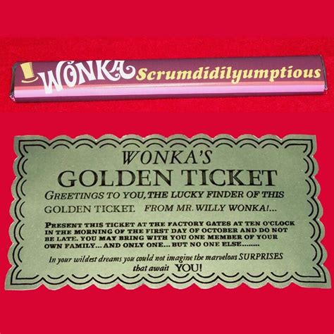 Willy Wonka 1971 GOLDEN TICKET and 3 WONKA Candy Bars - Etsy