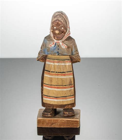 Folk Art Carved Wood Standing Woman Figure Signed Etsy Art