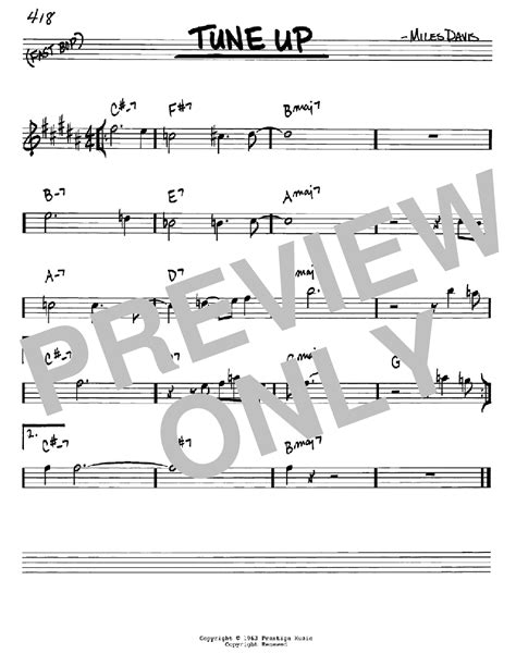 Tune Up By Miles Davis Sheet Music For Real Book Melody And Chords Eb Instruments At Sheet