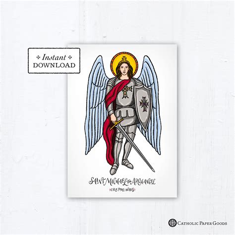 St Michael The Archangel Prayer Card Art Print Instant Download Diy