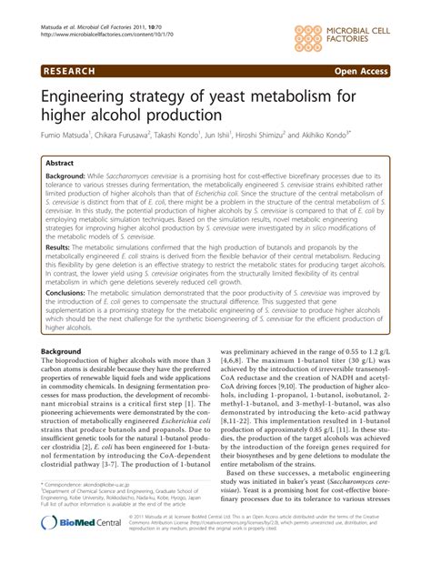 (PDF) Engineering strategy of yeast metabolism for higher alcohol ... 