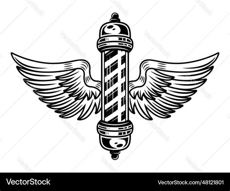 Barber pole with wings tattoo style object Vector Image