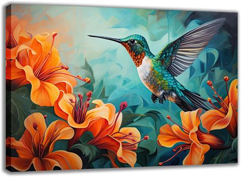 Modojoart Hummingbird Canvas Wall Art Cute Hummingbird