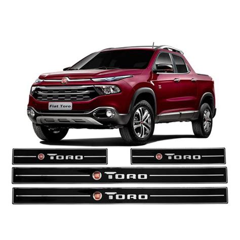 Jogo De Soleira Resinada Preta Para Fiat Toro 4 Peças URA Soleira