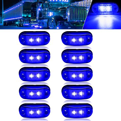 Alfu 10 Pack Blue Dc12 24v Ip68 Waterproof Led Trailer Lights Kit Front Rear Led