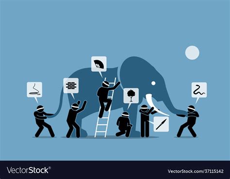 Six Blind Men Touching An Elephant Depict Vector Image